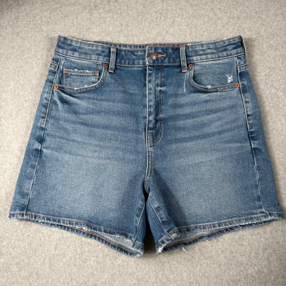 American Eagle Highest Rise Baggy Shorts Size 10 Blue Denim Y2K Casual